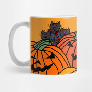 Vampire Cats and Halloween Horror Pumpkins Mug